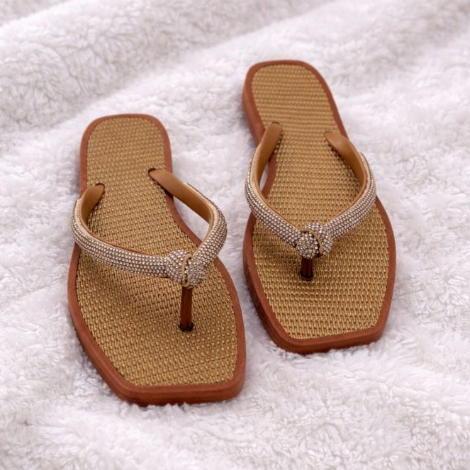 Chinelo Feminino Sandalia com strass e brilho  Confortável leve macia Original Verão tendência