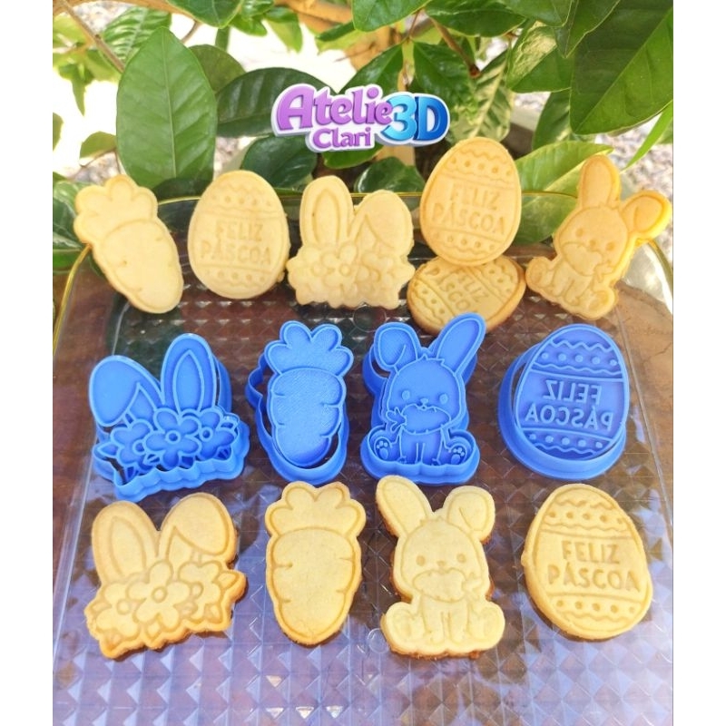 KIT CARIMBO E CORTADOR DE BISCOITO/CARIMBO PÁSCOA/CORTADOR PÁSCOA