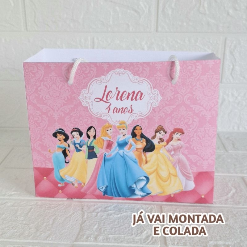 Sacolinha Personalizada Princesas ( já vai montada) Lembrancinha |Aniversário |Festa Infantil