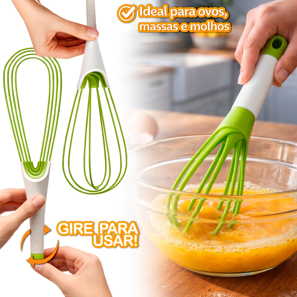 Fouet Dobrável Colorido Resistente Calor Lavável Prático Cozinha