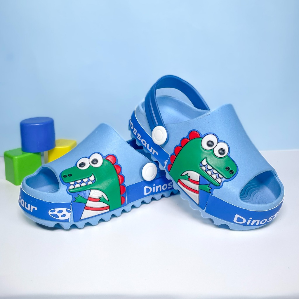 Sandália Infantil Dino Menino Slide Baby Nuvem Dinossauro Confortável Macio Leve Antiderrapante