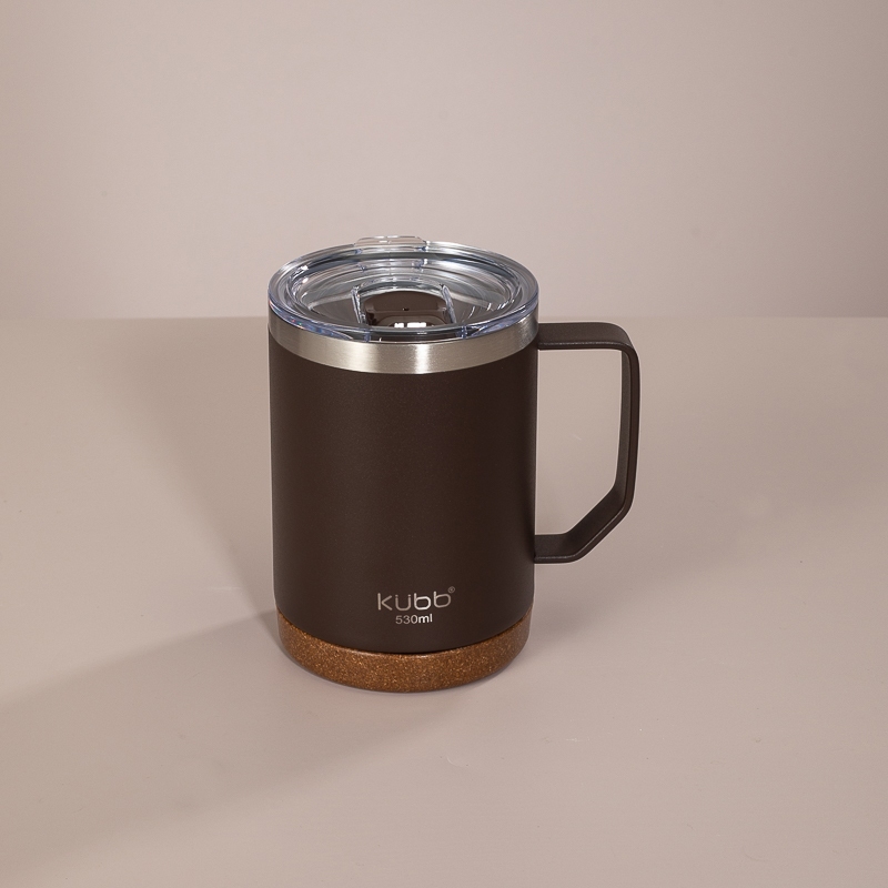 Caneca Térmica Marrom Com Tampa Alça Café 530ml Personalizada Conservação 6hr Quente 3hr Gelado