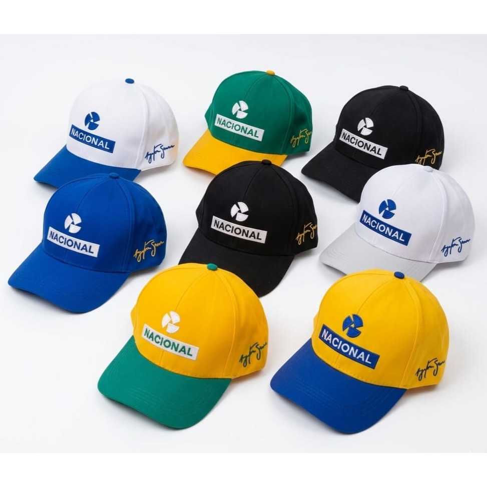 Boné Nacional Ayrton Senna, Formula 1, Aba Curva, Azul, Preto, Branco, Verde, Pronta Entrega!!! em Oferta na Shopee