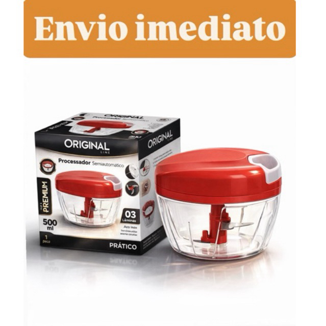 MINI PROCESSADOR E TRITURADOR DE ALIMENTOS MANUAL 3 LAMINAS 500ML