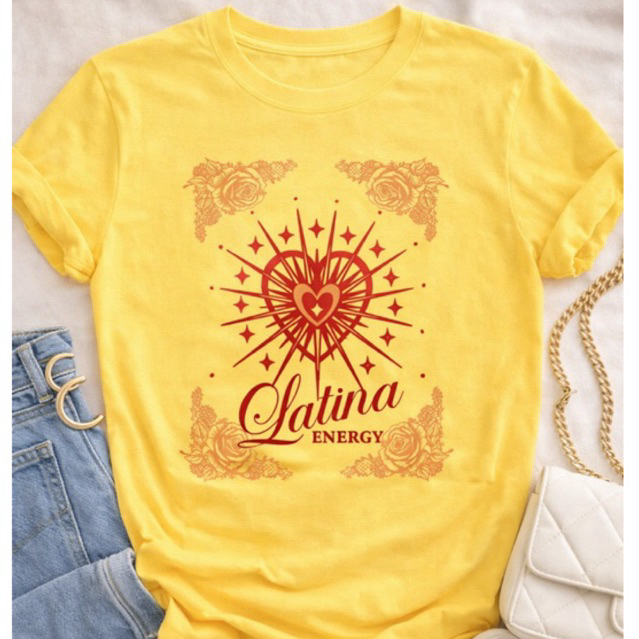 Camiseta Estampada Feminina Latina Energy Coração Vintage Tendência 2026 T-Shirt Estilosa