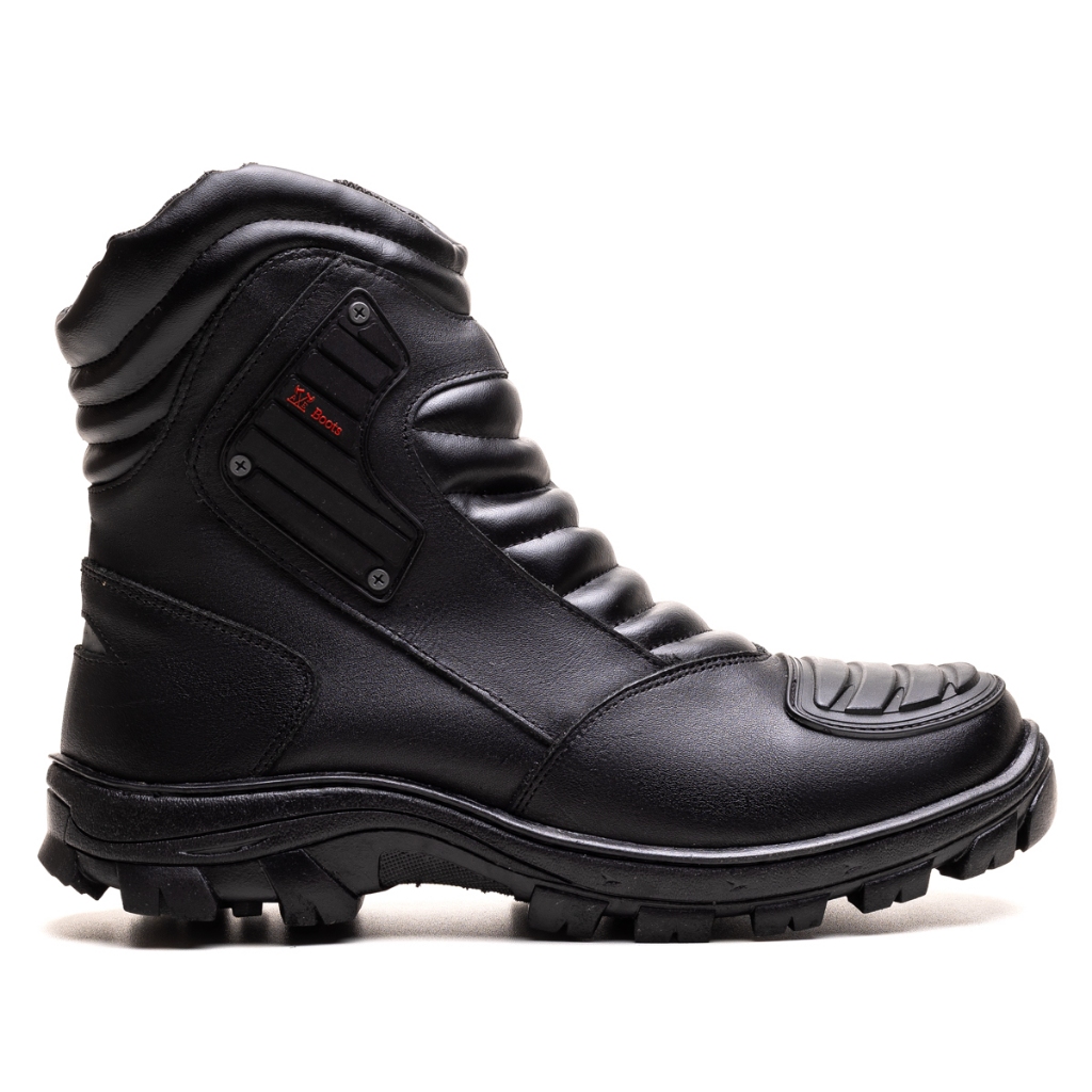 Bota Corturno Motoqueiro Masculino Motociclista de Couro Legítimo Confortável Antiderrapante Resistente Semi Impermeável