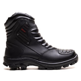 Bota Corturno Motoqueiro Masculino Motociclista de Couro Legítimo Confortável Antiderrapante Resistente Semi Impermeável