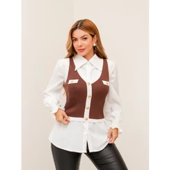 Colete Blusa Feminina Tricot Regata Botões Dourados Modal Elegante Casual 3RD SD1905