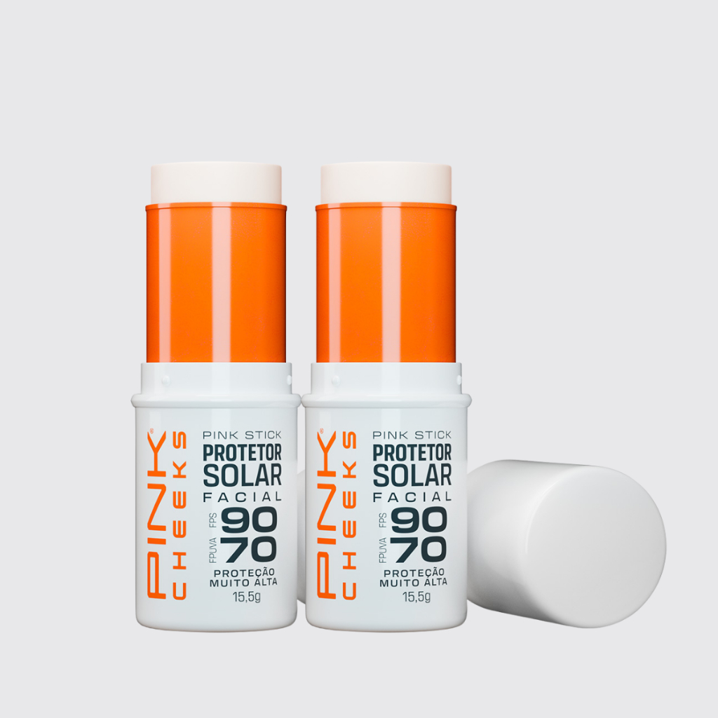 Kit com 2 Protetores Solares Faciais com Cor Pink Stick PINK CHEEKS 14g
