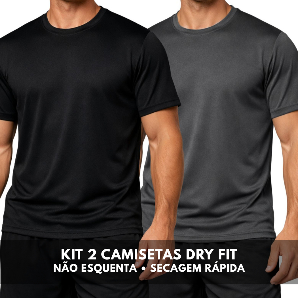 Kit 2 Camisetas Dry Fit Masculina Academia Respirável Treino Corrida Respirável