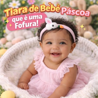 Tiara Coelhinho Páscoa Bebê 4cm Delicada Confortável Faixinha Infantil Luxo em Oferta na Shopee