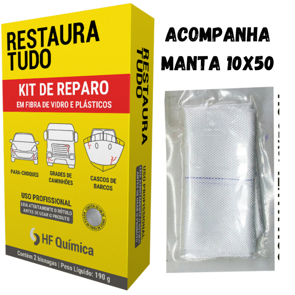 Kit de Reparo em Parachoque Fibra de Vidro e Plásticos, Carenagens RESTAURATUDO