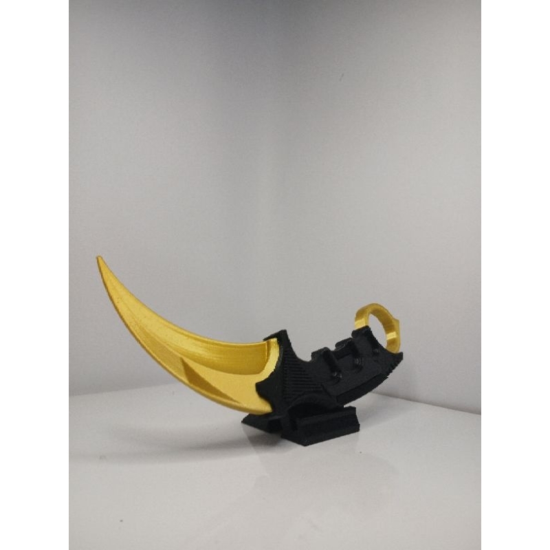 Faca Karambit Curvada Dourada de Treino (SEM CORTE) • Gamer • Decorativa • Estilo CSGO/Valorant