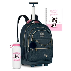 Mochila Carrinho Jeans Reforçada Rebecca Bonbon Espaçosa Juvenil RB Oficial