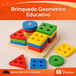 Brinquedo Pedagógico Prancha Seleção MDF Infantil Encaixe Formas Geométricas Educativo em Oferta na Shopee
