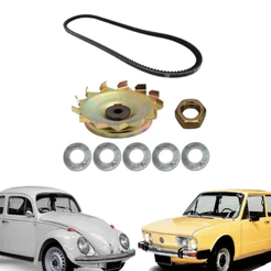 Kit Correia + Polia + Porca + Calco Alternador Fusca