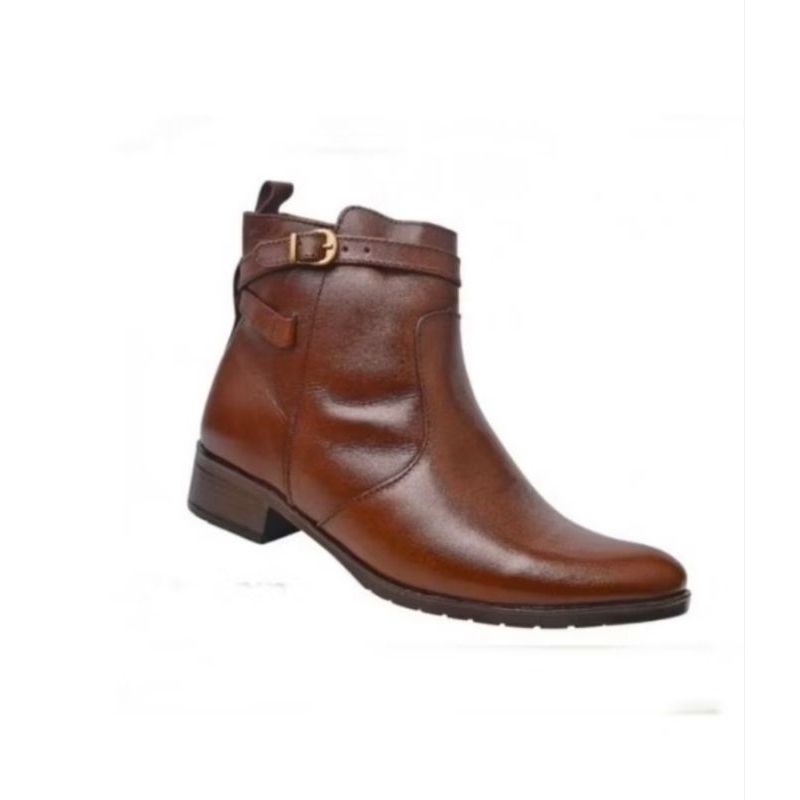 Bota Feminina Cano Curto Salto Baixo com Fivela – Coturno Casual Elegante Conforto Premium