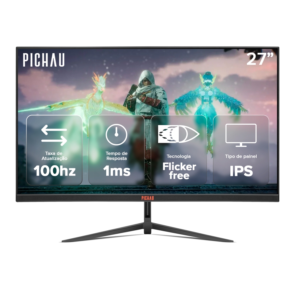 Monitor Gamer Pichau Athen V3S, 27 Pol, IPS, FHD, 1ms, 100Hz, HDMI/VGA, PG-ATH27V3S-BL02 em Oferta na Shopee