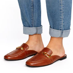 Mule Feminino Bico Quadrado Sapatilha Rasteira Sapato Confortável