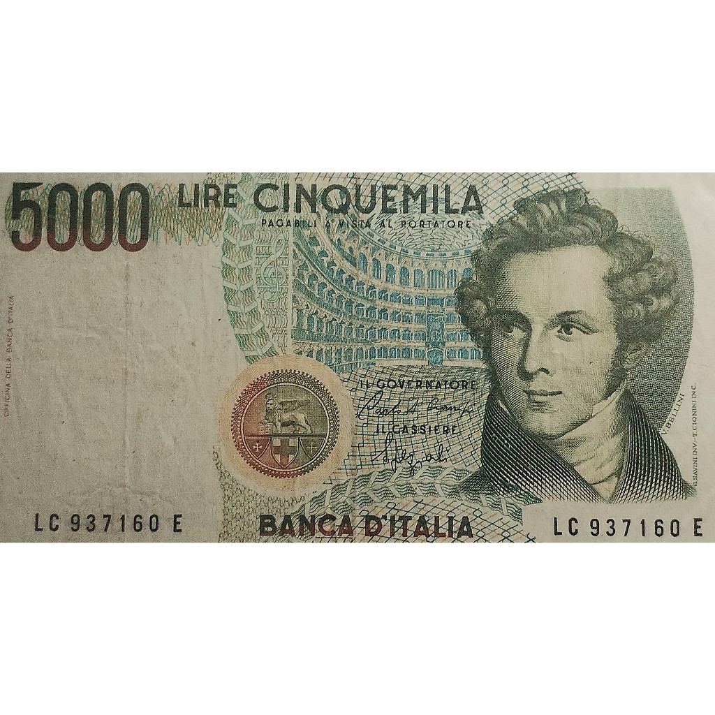 cédula 5000 liras 1985 itália mbc