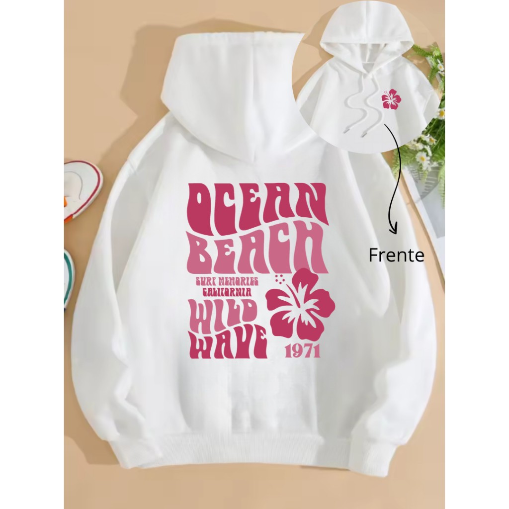 Moletom Canguru Flanelado Blusa De Frio Unissex com Capuz e Bolso Estilo Tumblr Inverno Estampado