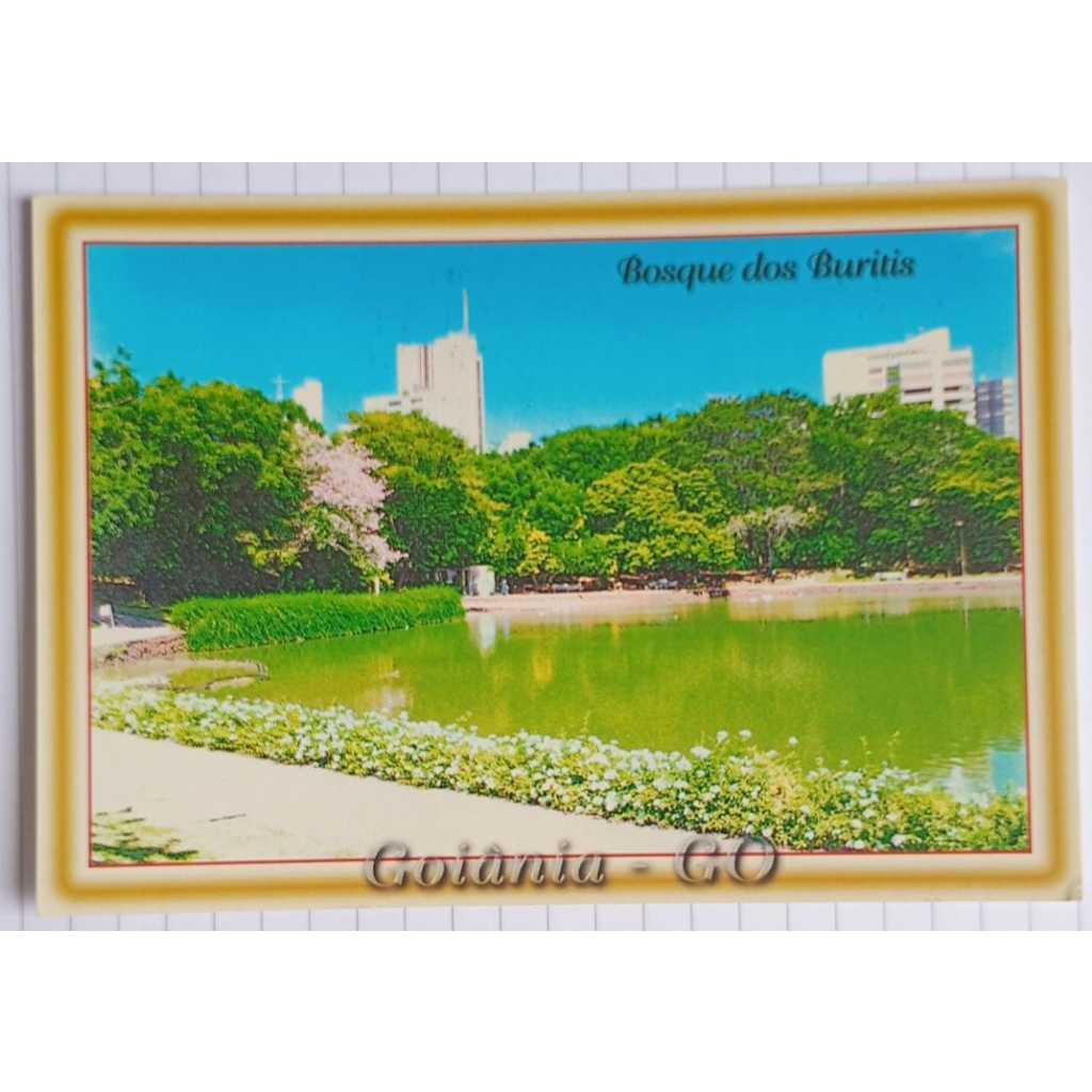Cartão Postal Goiânia GO Bosque dos Buritis RPC Brasil Antigo Lago Parque Colecionável Goiás