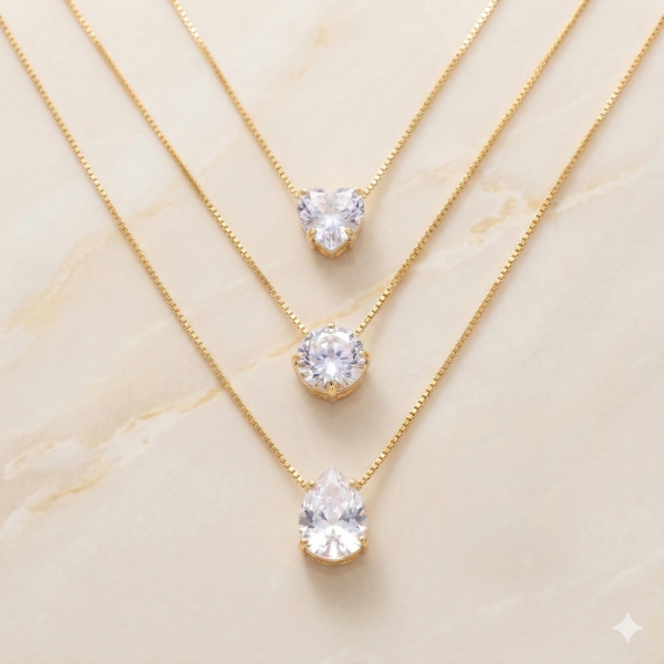 Kit Colares Luxo Feminino 3 Peças Brilho Duradouro Folheado Ouro e Prata em Oferta na Shopee