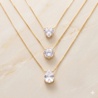 Kit Colares Luxo Feminino 3 Peças Brilho Duradouro Folheado Ouro e Prata em Oferta na Shopee
