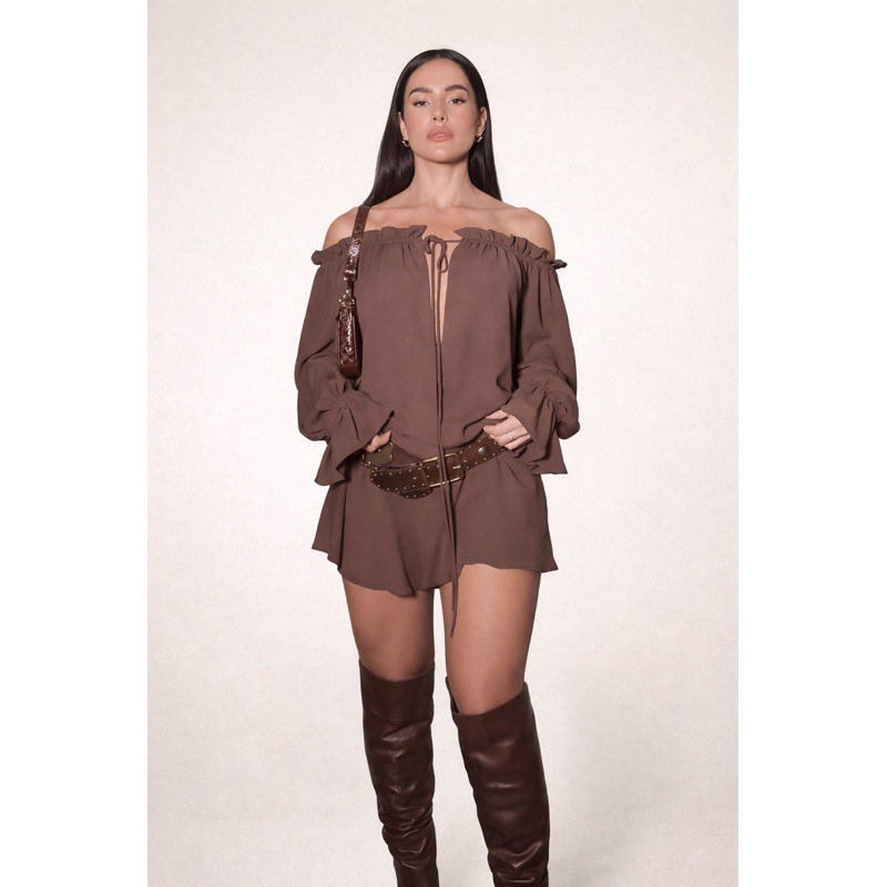 Vestido Feminino Ombro a Ombro Manga Longa | Tamanho Único 36 ao 44 | Moda Elegante e Confortável