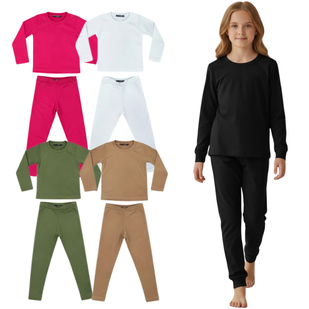 Kit Conjunto Térmico Menina Juvenil | Roupa de Inverno Infantil | Conjunto Tamanho 1 ao 14 anos
