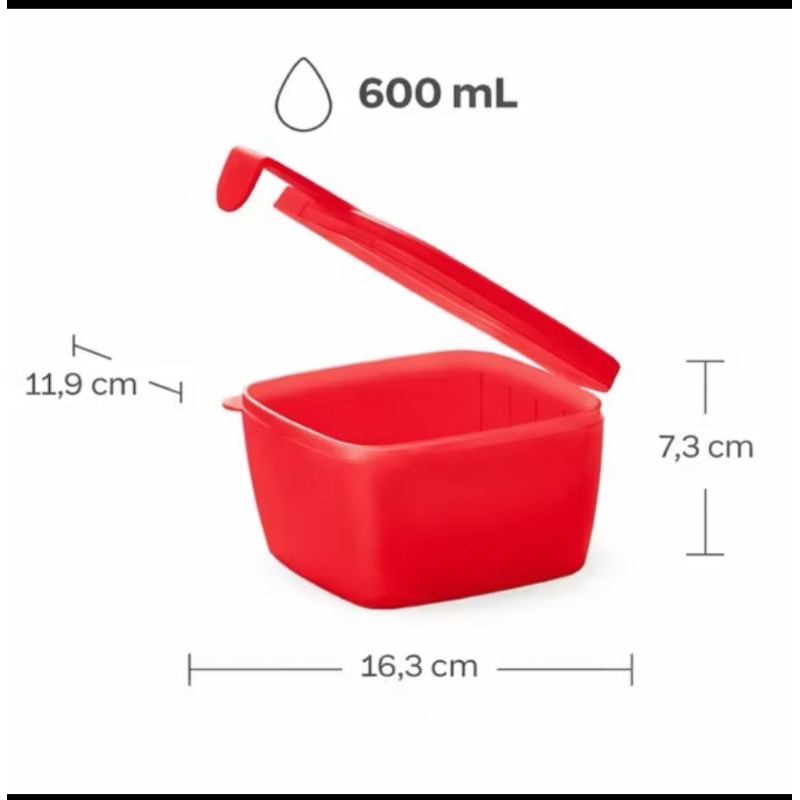 Tupperware Conserva Metade Quadrado 600Ml.