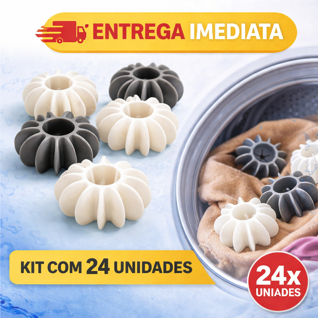 Kit 24 Bolas Removedor de Pelos Mágico Reutilizável Limpeza de Máquina de Lavar Silicone