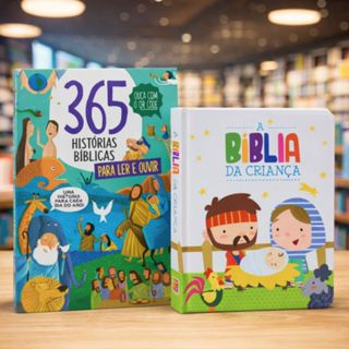 Kit | A Bíblia da Criança + 365 Histórias Bíblicas Para Ler e Ouvir com QR Code em Oferta na Shopee