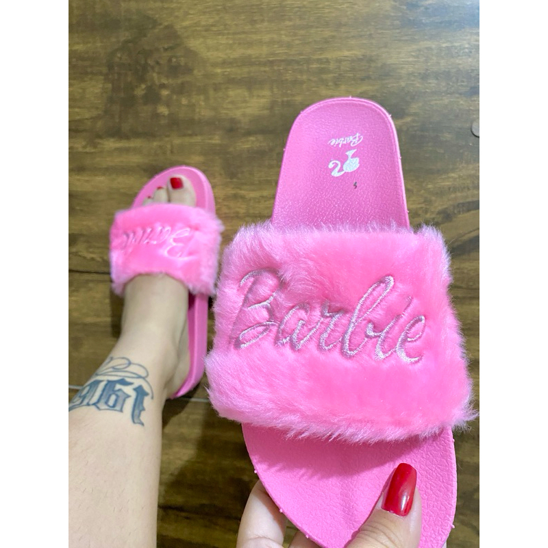Slide Pantufa de Pelinhos Pelucia Envio Imediato