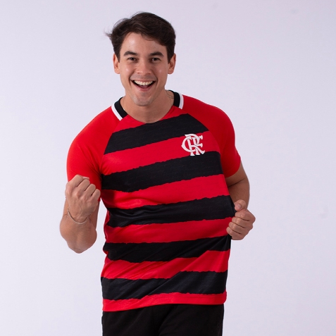 Camisa Flamengo Manto Adulto Dry Max Listrada com Trechos do Hino Oficial Mengo Rubro-Negro Uniforme