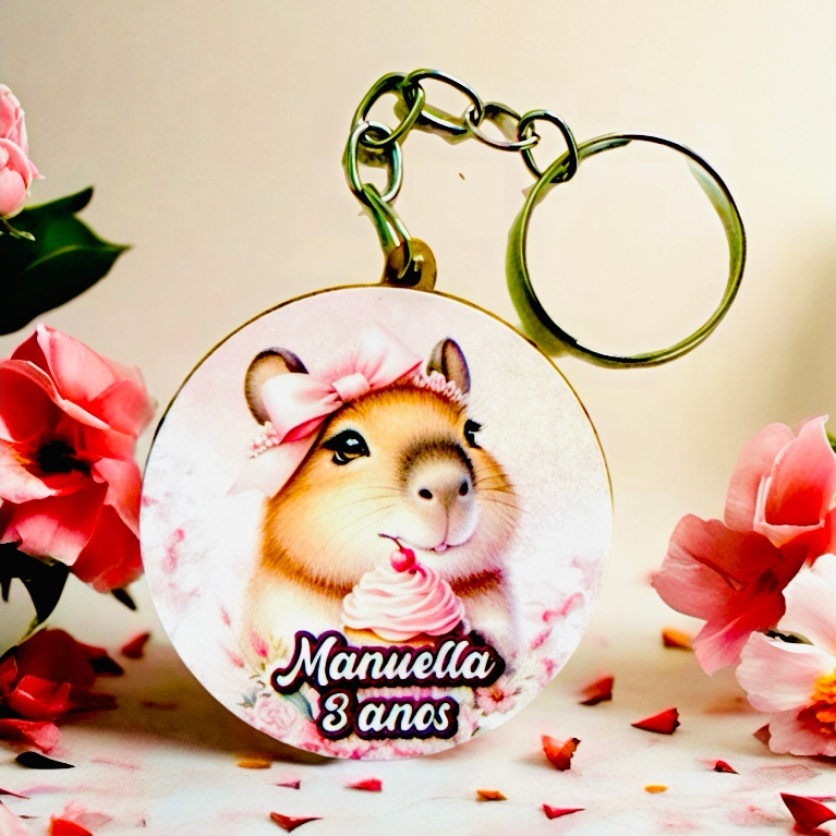 Kit Chaveiro CAPIVARA Copo Cake, PERSONALIZADO, para aniversário, decoração, lembrancinhas