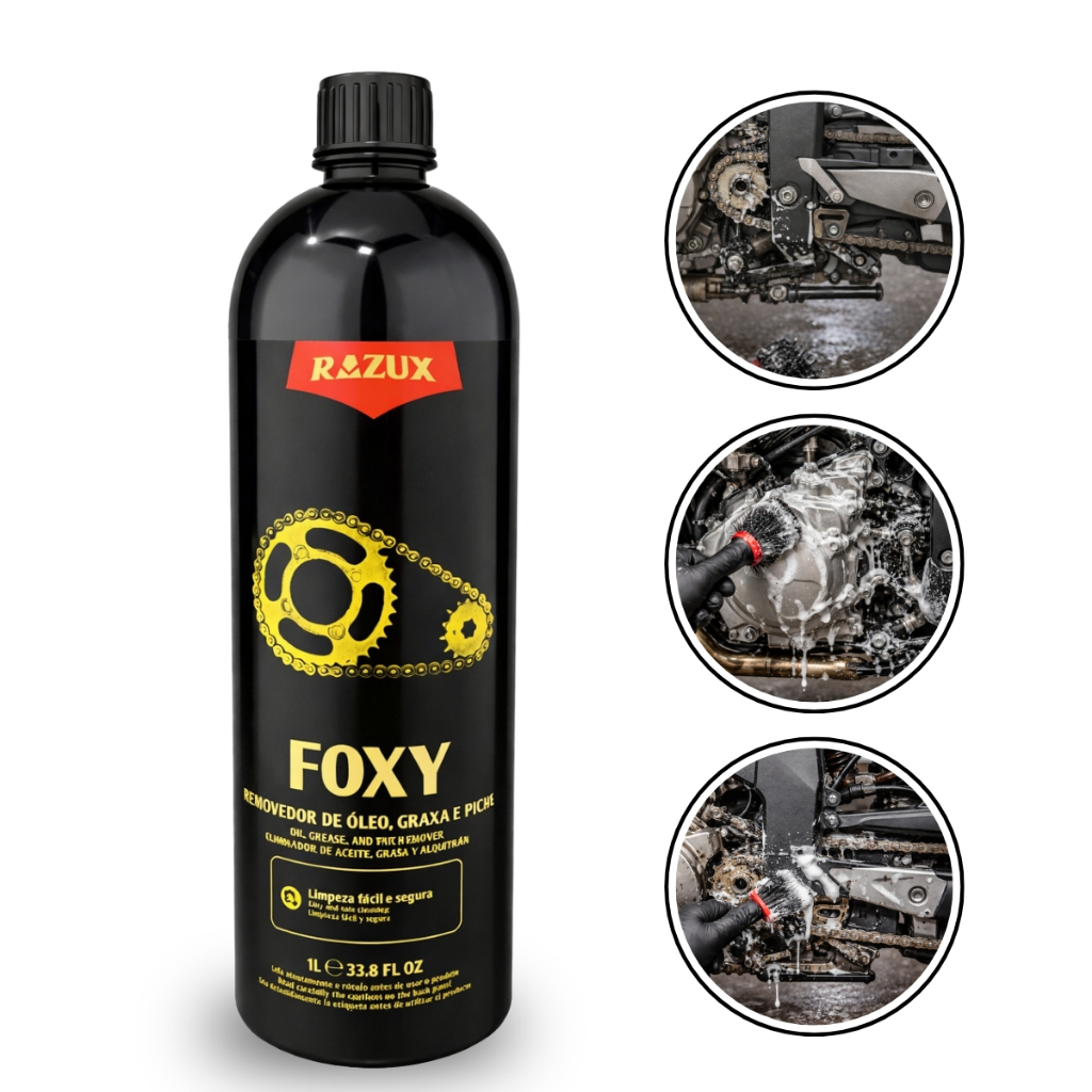 Removedor De Óleo Graxa Piche Limpa Corrente Motor Pintura Kit Transmissão Moto Razux Foxy 1L Vonixx