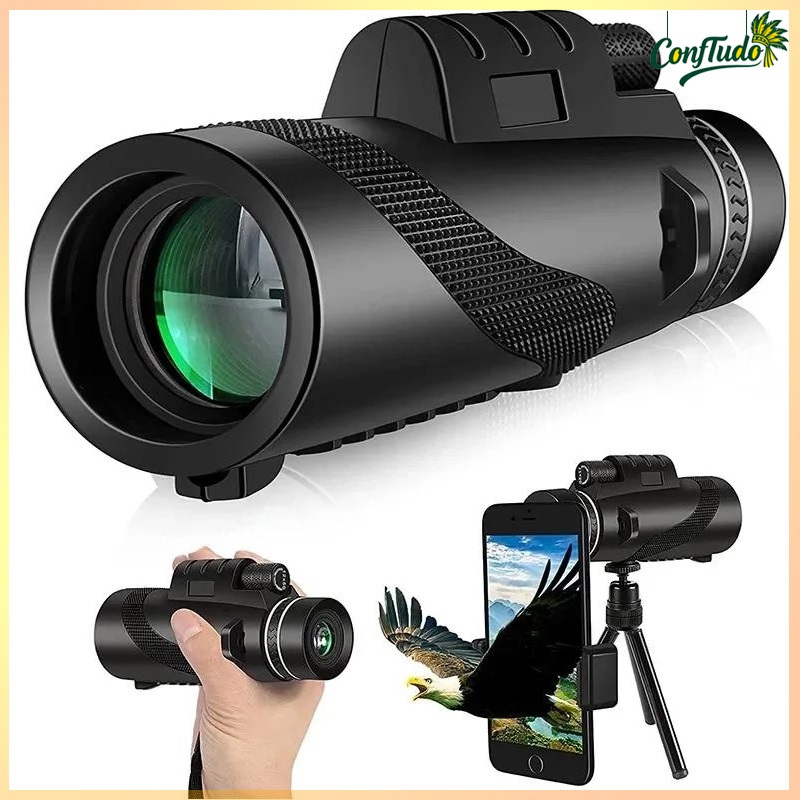 Telescópio Portátil 80x100 HD com Tripé – Compatível com Celular, Ideal para Viagens Monoculo Telescópio