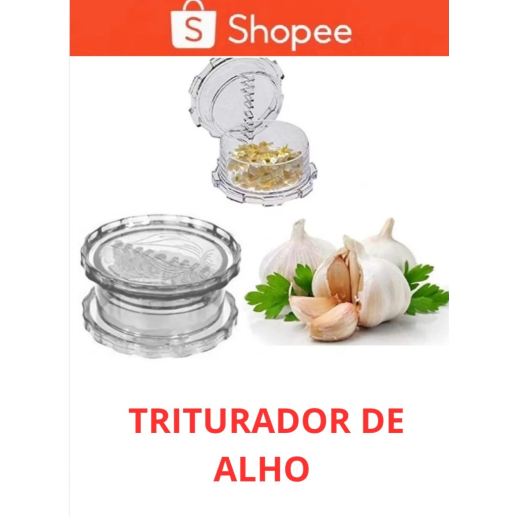 Triturador de Alho Manual Acrílico Transparente Amassador Temperos Cozinha Compacto Resistente