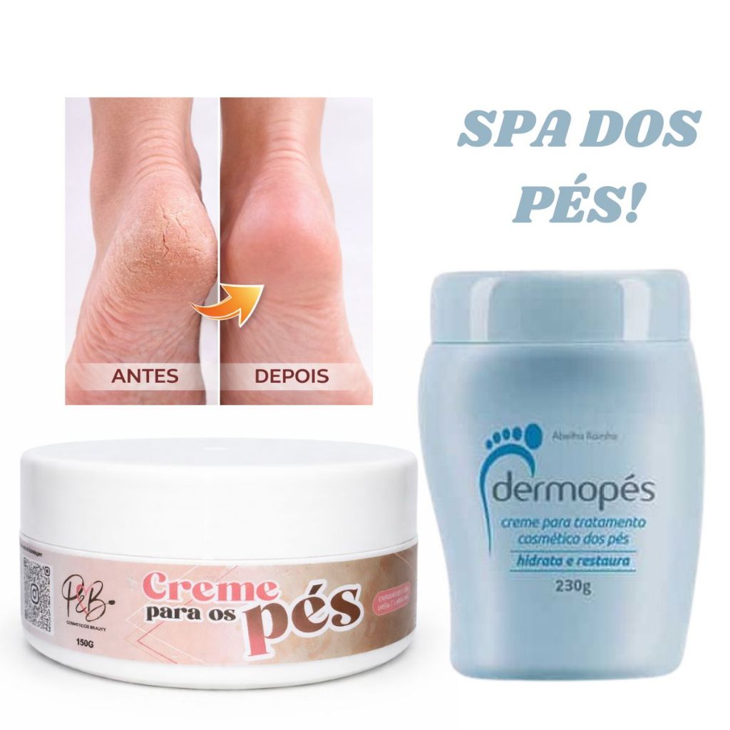 Kit Dermopés Hidrata  Restaura Spa dos Pes Rachaduras Previne Ressecamento Afina Ureia Pedreiro Diabeticos Abelha Rainha