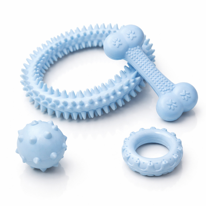 KIT DE BRINQUEDOS PARA CACHORRO/CÃES PORTE PEQUENO ROSABB/AZULBB