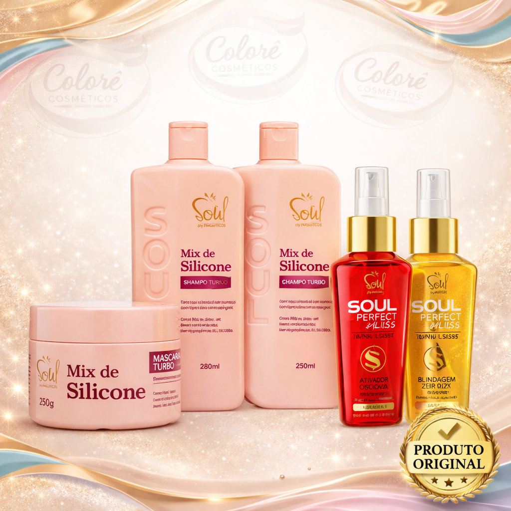Combo Kit Capilar Mix de Slicone 03 itens + Óleo Sérum Extraordinário + Leave-in SOUL Salão Hidrata