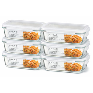 Kit 5 e 10 Potes Herméticos de Vidro Borossilicato 640ml com Tampa Trava Lankar - Anti Vazamento, Freezer e Microondas