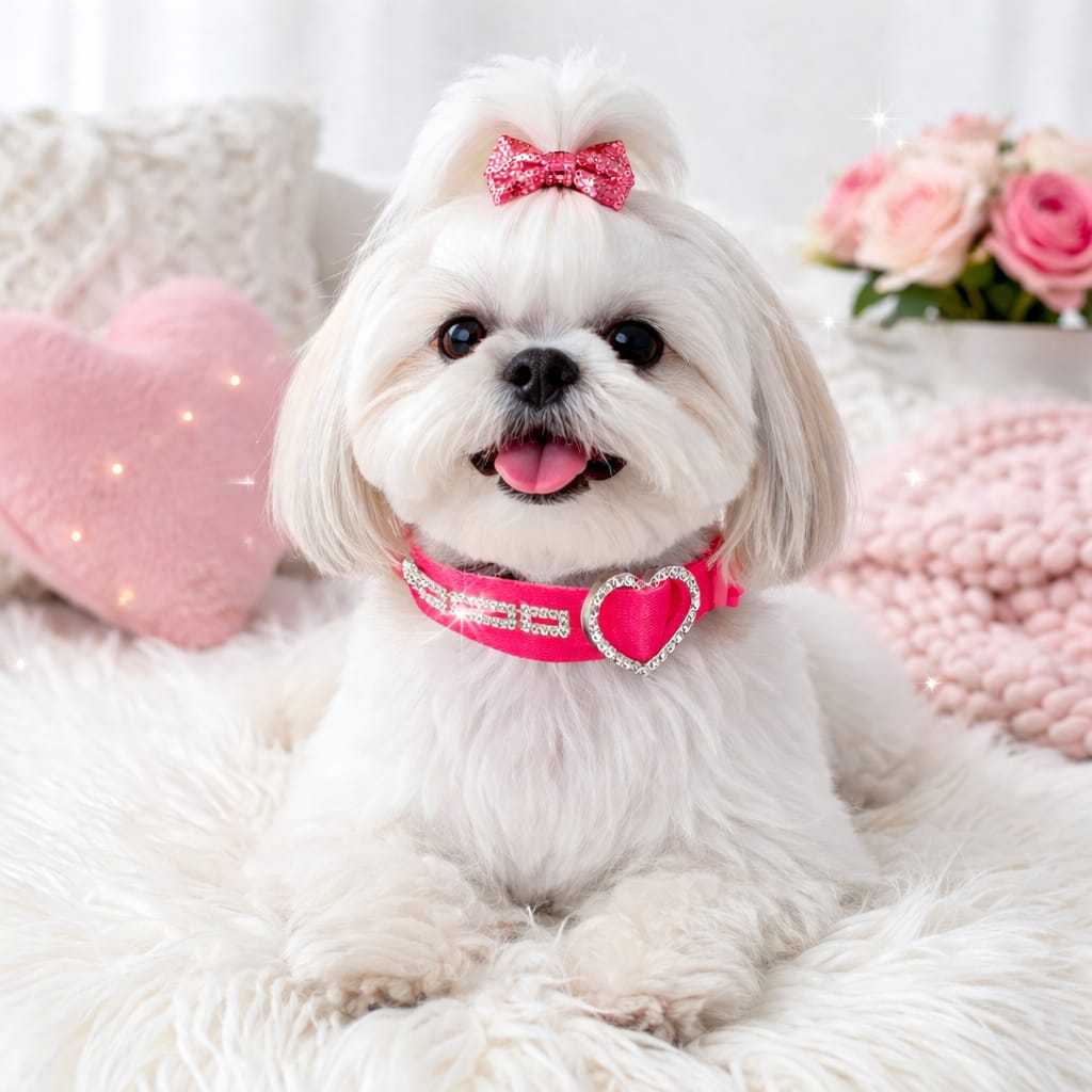 Coleira Pet Cachorros Gatos Personalizada Fofa Fêmea Luxo