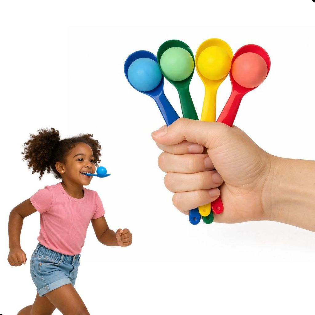 JOGO CORRIDA DA COLHER - KIT COM 4 COLHERES E 4 BOLINHAS