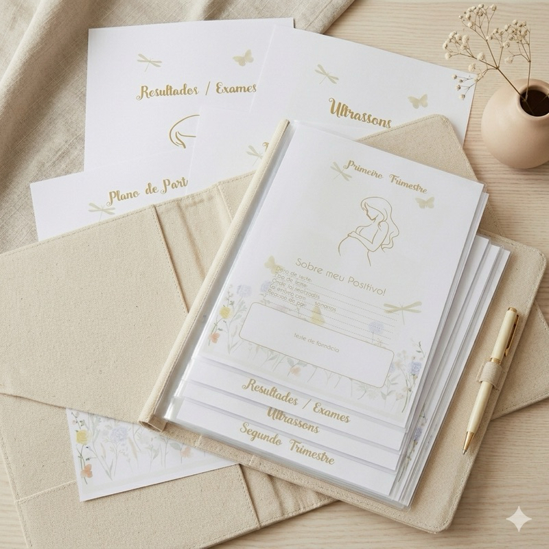 Divisórias Pasta Gestante Personalizada | Trimestres, Fotos, Plano de Parto | Organizador Gravidez
