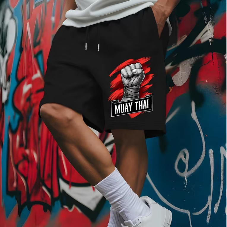 Short Bermuda Tactel  Com Elástico Bolsos Laterais Seca Rápido Muay Thai Treino Luta Arte Marcial