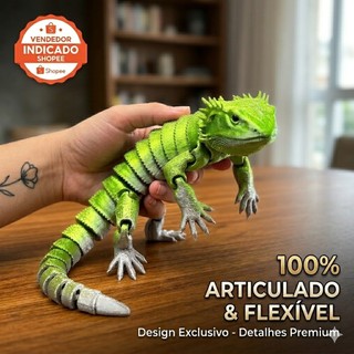 Dragão Sensorial Barbudo Articulado Pogona Flexível Geek 3D Colecionável Realista Luxo 22cm Relaxante