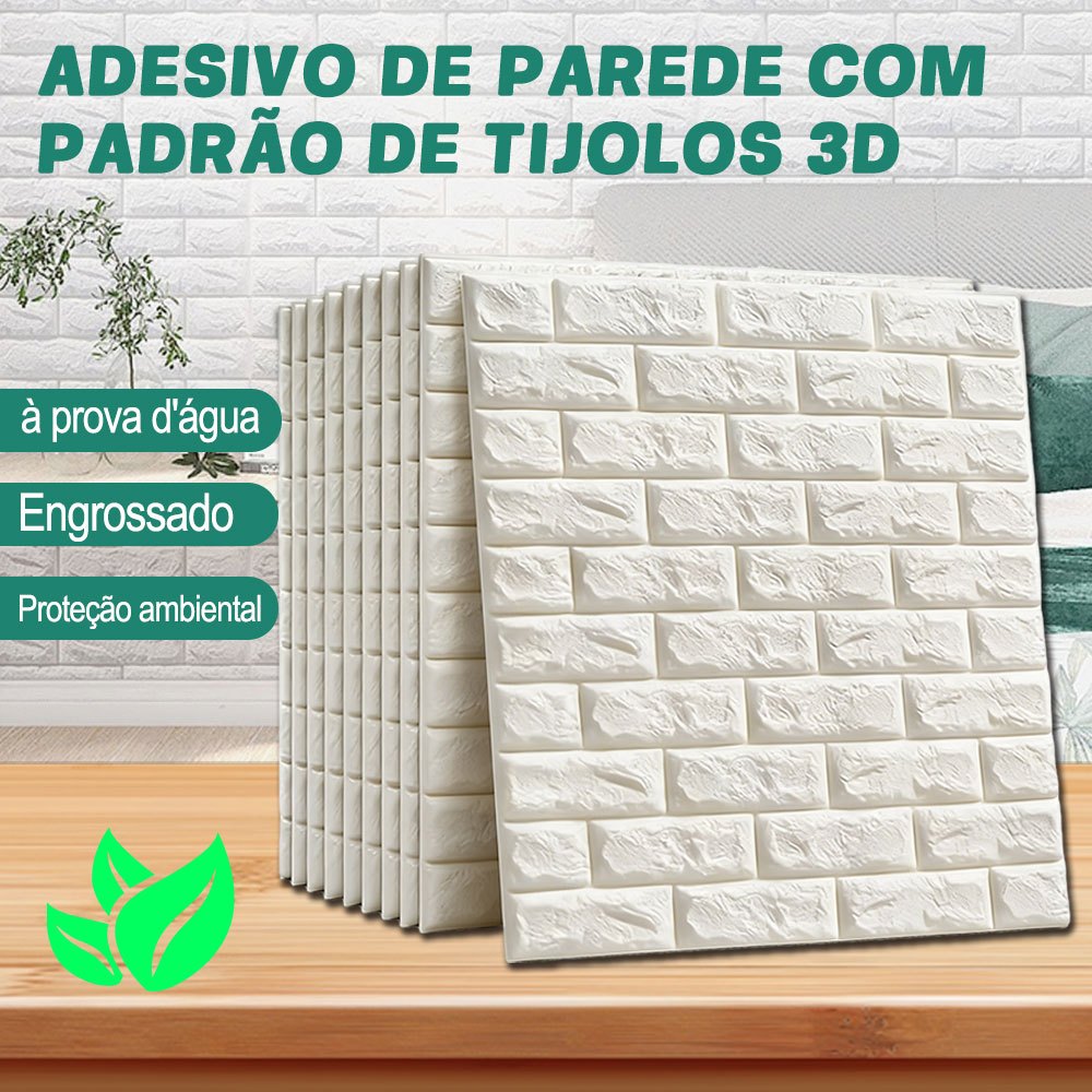 Placa 3D Autocolante Tijolinho Revestimento Parede Adesivo Decoração 77x70cm em Oferta na Shopee