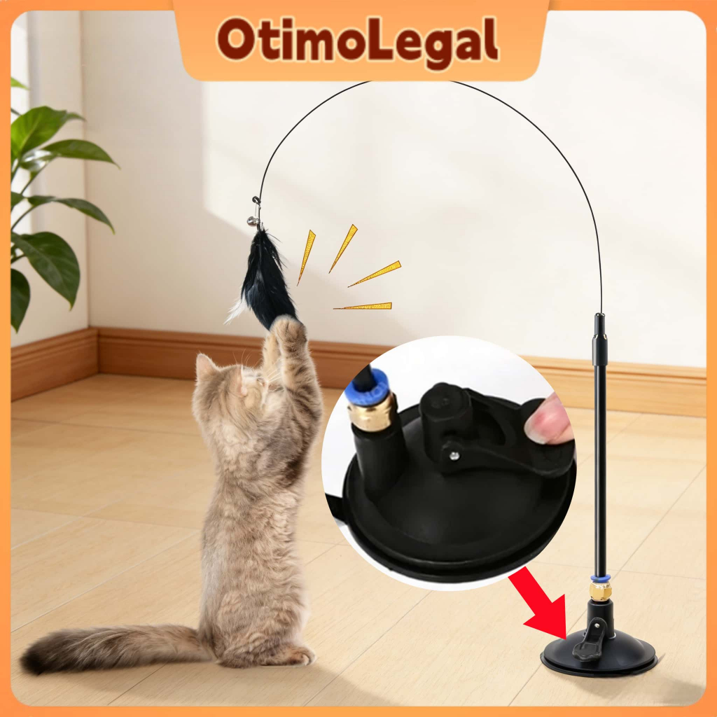 Brinquedo Varinha Gato Passaro Com Ventosa Fixa No Chao
